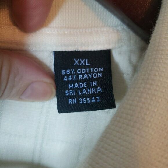 Van Heusen Studio Mens Polo Shirt Short Sleeve Big & Tall Off White Check XXL 2X - Picture 4 of 16